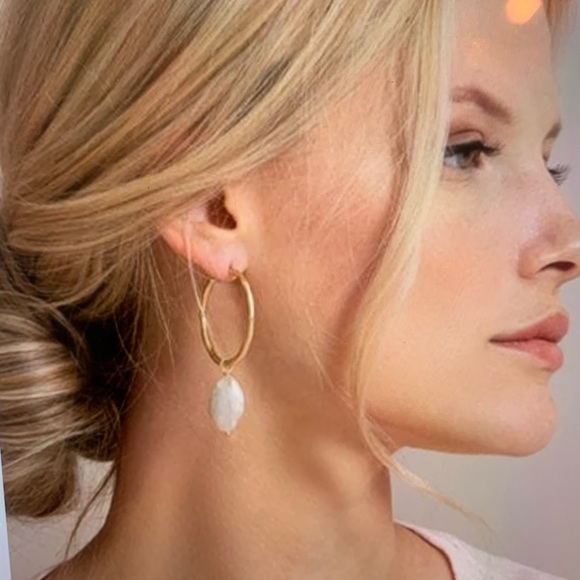 SPARTINA 449 Pearl drop hoop earrings NWT - Picture 2 of 7